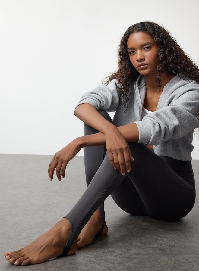 trendyol Dark Anthracite Brushed Soft Fabric Füzo Full Length Yoga Knitted Sports Leggings - Image 2