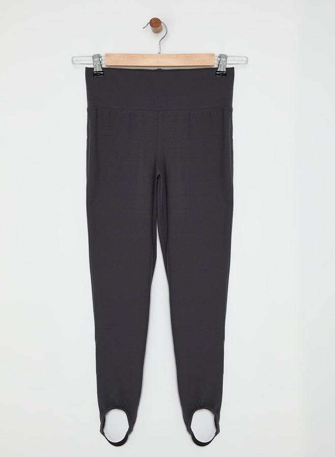 trendyol Dark Anthracite Brushed Soft Fabric Füzo Full Length Yoga Knitted Sports Leggings - Image 5