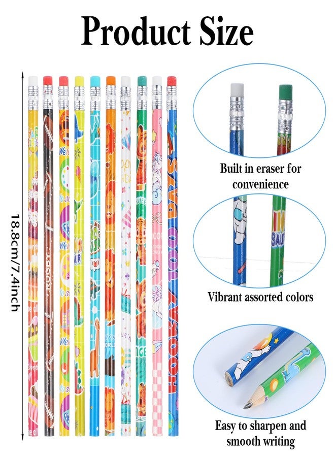 xozeooeu 180 Pcs Colorful Wooden Pencils with Erasers, No.2 HB Multicolor Pencils Bulk for Learning Supplies, Rewards, Teacher Gifts & Party Favors - Image 2