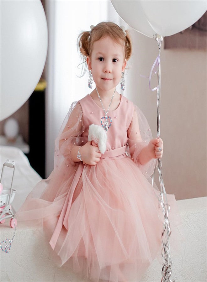 KASTWAVE Unicorn Necklace Earrings Bracelet Ring Set for Girls, CZ Diamond Pretty Jewelry for Birthday Party, Heart Jewelry Gift for Daughter Granddaughter Niece Makeup - Image 4