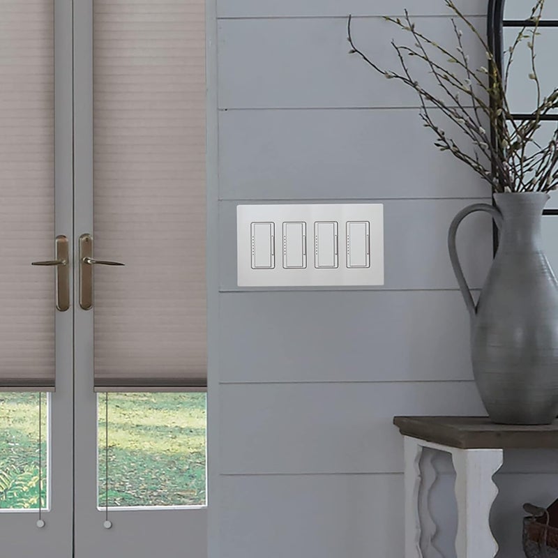Lutron Claro 4 Gang Decorator/Rocker Wallplate in Gloss Almond - 1 Pack - Image 4