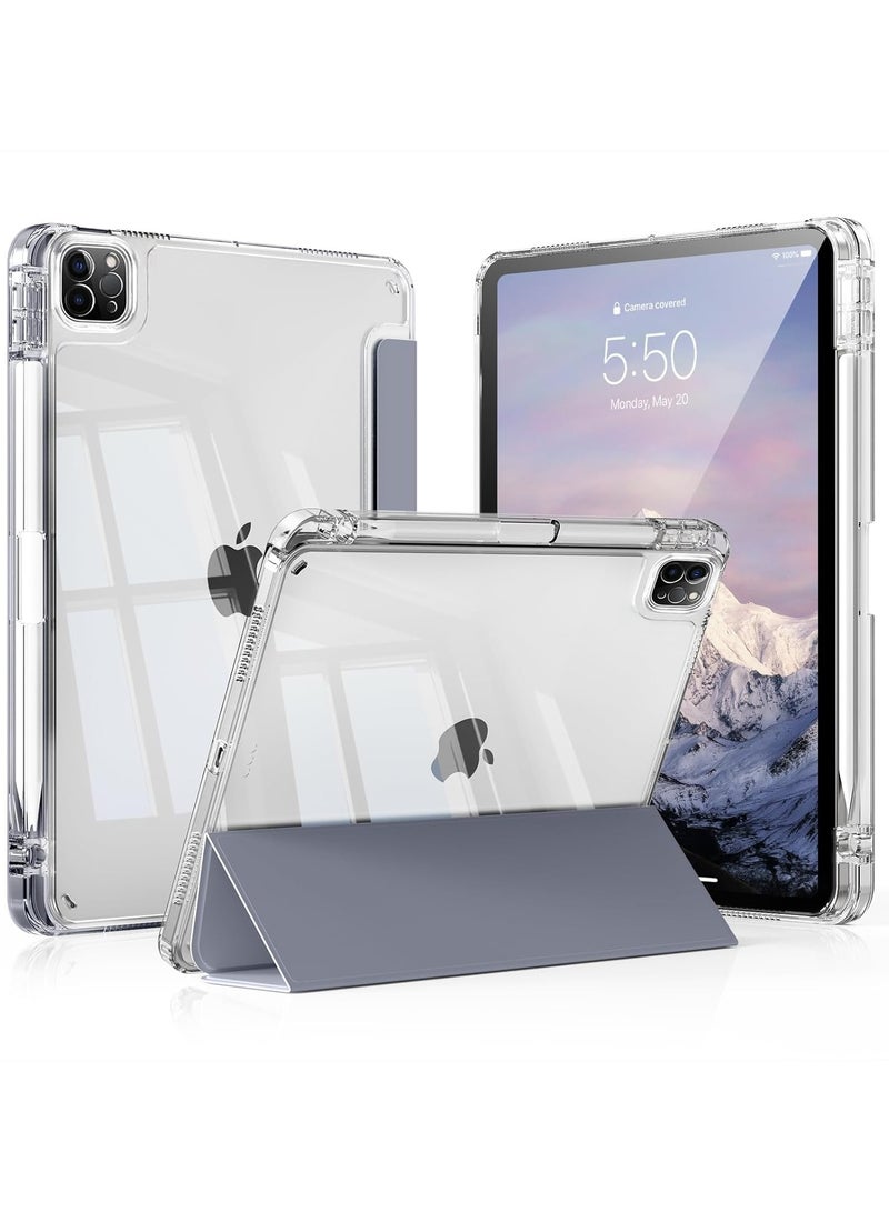 Rock Pow Case for iPad Pro 11 Inch Case (M5/M4) 2025/2024 with Pencil Holder Clear Back Slim Tri-fold Folio Stand Shell Tablet Cover for 2024/2025 Pro 11 inch M5/M4 Auto Sleep/Wake - Image 1