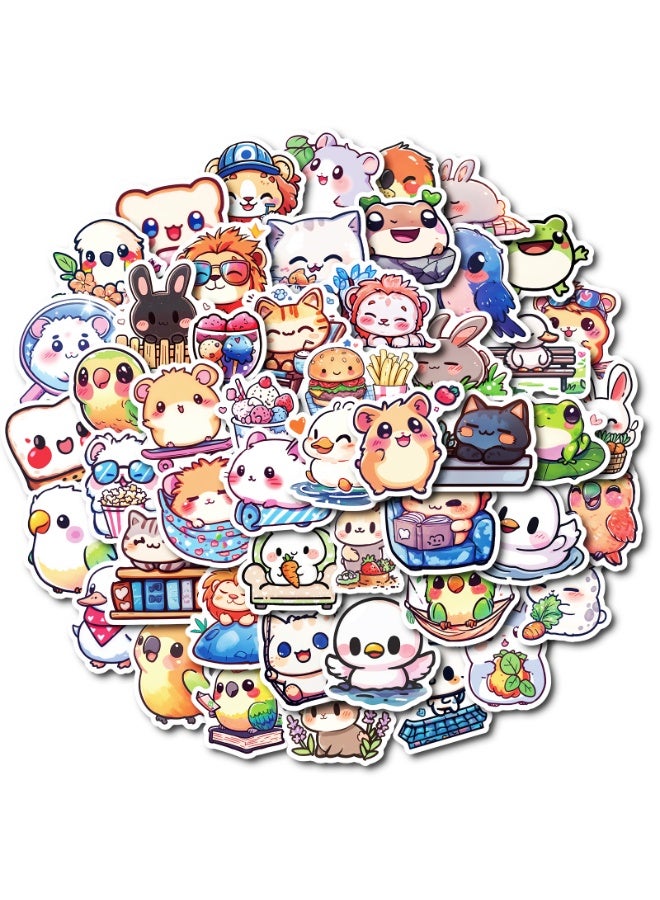 NIBEMINENT 50 Pcs Minimalist Animals Deco Kit Waterproof Stickers, High Definition Printing Bright Colors, Suitable for Laptop Skateboard Luggage Water Bottle Guitar DIY - Image 1