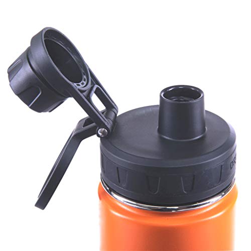 DRINCO Stainless Steel Water Bottle Spout Lid Vacuum Insulated Double Wall Water Bottle Wide Mouth (40oz 32oz 22oz 18oz 14oz) Leak Proof Keep Cold Sport Camping Hiking (22 oz, 22oz Orange) - Image 3