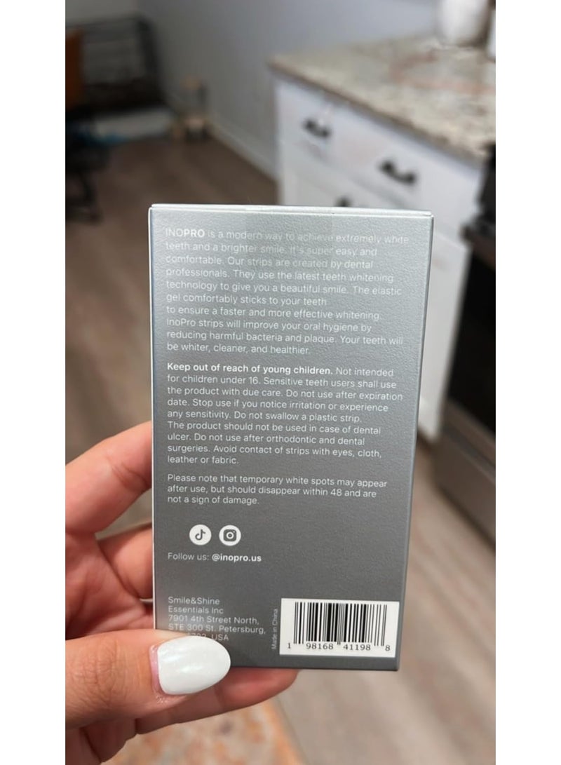 InoPro Natural Teeth Whitening Strips Kit 14 Treatments - Sensitive Teeth Whitener, Peroxide Free, Enamel Safe White Strips - Instant Teeth Whitening Without The Harm (28 Strips) - Image 2