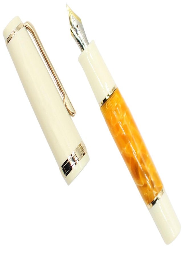 Gullor Mini Fountain Pen Gold Trim, Acrylic Pocket Pen, Orange, Extra Fine Nib (0.38mm) - Image 1