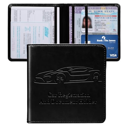 Peisicne Car Registration and Insurance Holder Vehicle Glove Box Car Organizer with Magnetic Closure for Documents Cards License Car Organization 1Pack Black - Image 1