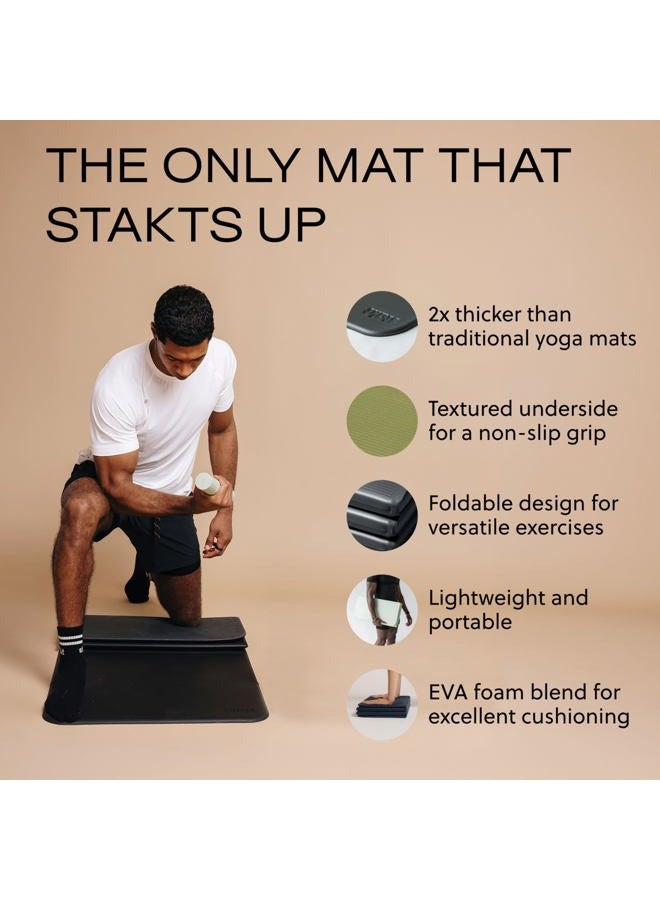 Stakt – Foldable Multi-Purpose Fitness & Yoga Mat with Patented Design, Workout Mat with Non-Slip Surface, Portable & Lightweight, For Studio or Home Use, As Seen on Shark Tank (Iron) - Image 3