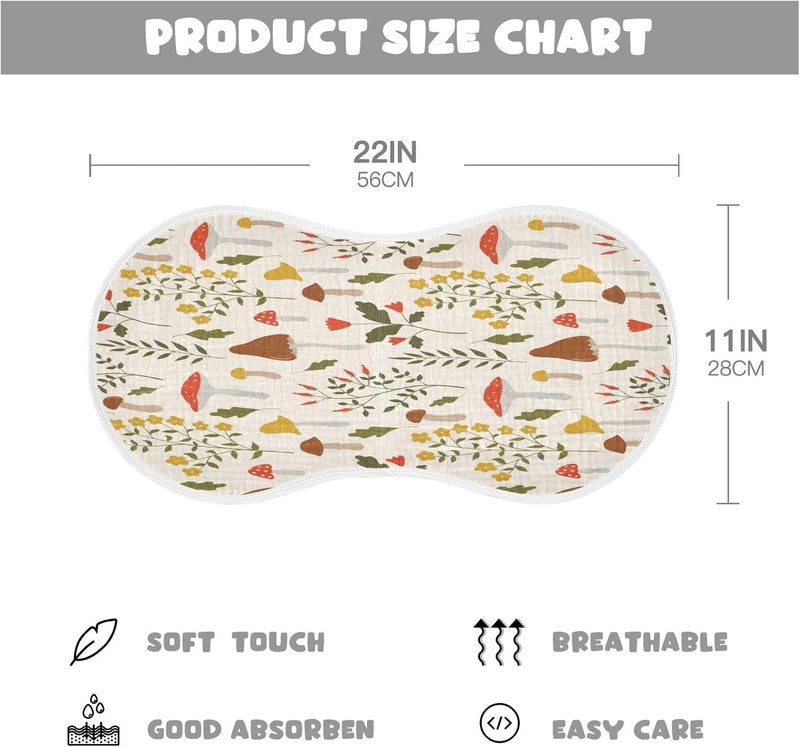 Kigai Colorful Mushroom Baby Burp Cloths Extra Soft and Absorbent Burping Rags Cotton Burping Clothes Baby Washcloths for Newborn Boys Girls Nursery Decor  2 Pack - Image 3
