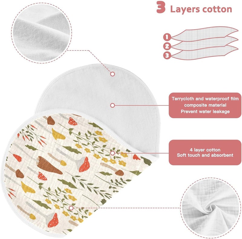 Kigai Colorful Mushroom Baby Burp Cloths Extra Soft and Absorbent Burping Rags Cotton Burping Clothes Baby Washcloths for Newborn Boys Girls Nursery Decor  2 Pack - Image 5