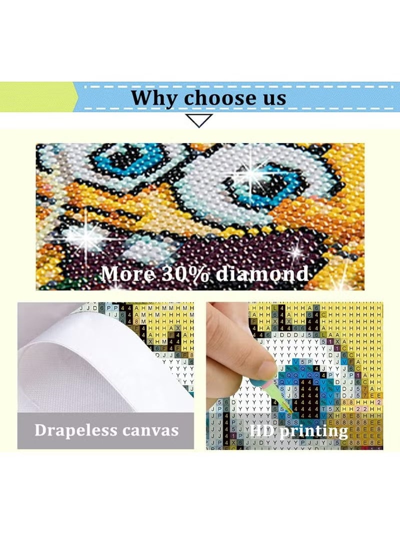 Generic 5D DIY Diamond Painting Kits for Adults, Cartoon Full Drill Round Crystal Rhinestone Embroidery Diamond Arts Craft Canvas Supply for Home Wall Deco (Sponge 12x16inch)  - Image 3