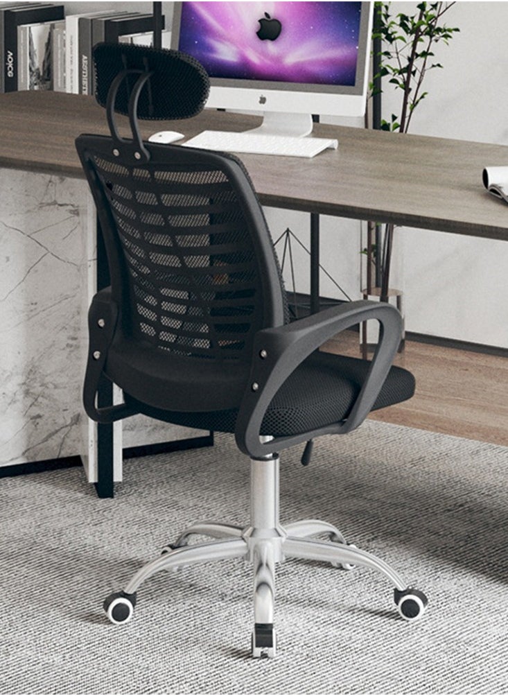CityRiya-Long - Office Chair Ergonomic Gaming Chair Home Desk Task Computer Gaming Chair with Back Lumbar Support Armrest Swivel Game Chair Modern Adjustable Rolling Executive Mesh for Women Men, Black - Image 1