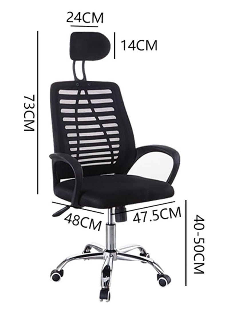 CityRiya-Long - Office Chair Ergonomic Gaming Chair Home Desk Task Computer Gaming Chair with Back Lumbar Support Armrest Swivel Game Chair Modern Adjustable Rolling Executive Mesh for Women Men, Black - Image 1