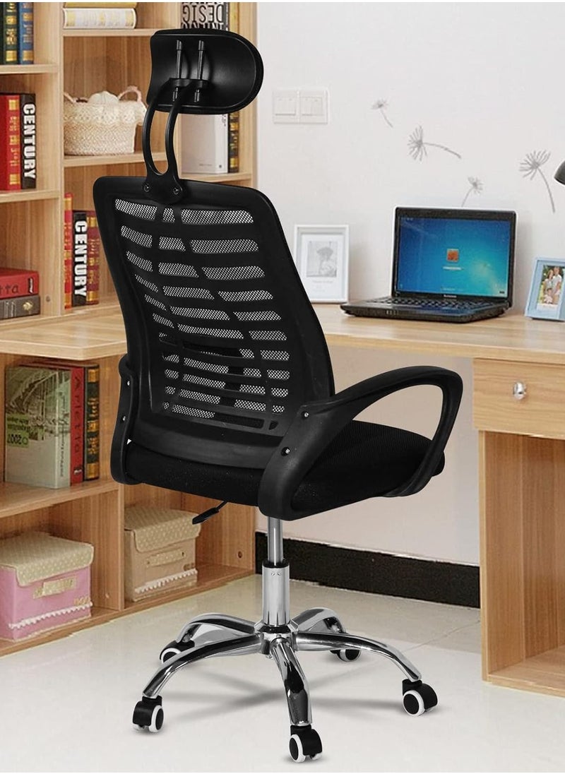 CityRiya-Long - Office Chair Ergonomic Gaming Chair Home Desk Task Computer Gaming Chair with Back Lumbar Support Armrest Swivel Game Chair Modern Adjustable Rolling Executive Mesh for Women Men, Black - Image 1