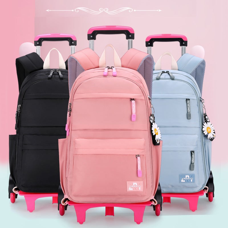 Dropshipping Trolley Schoolbags For Primary And Secondary School Students, Fashionable, Fresh, Six-Wheel Ladder Climbing, Backpack With Printing - Image 4