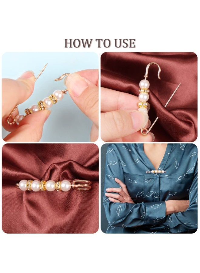 14 Pcs Pearl Decorative Safety Pins – Brooch Clips for Hijab, Scarf, Clothes & Waist Tightener, Gold & Silver - Image 5