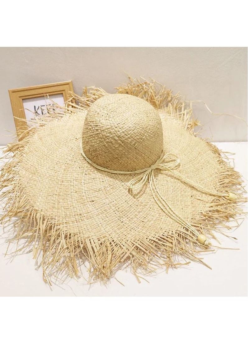 Generic - Sun hat Big Straw Hat Ladies Sun Hat Summer Hats For Women Wide Brim Beach Hat Wedding Cap - Image 1
