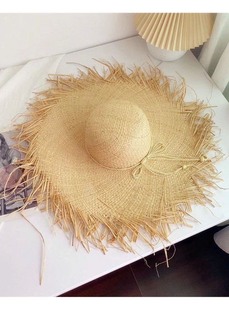 Generic - Sun hat Big Straw Hat Ladies Sun Hat Summer Hats For Women Wide Brim Beach Hat Wedding Cap - Image 1