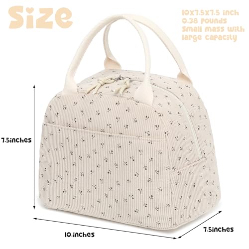 Bluboon Lunch Bag for Women Men Cute Corduroy Lunch Tote Bags Reusable Insulated Lunch Box Large Capacity Reusable Insulated Cooler for Work Picnic or Trave - Image 2