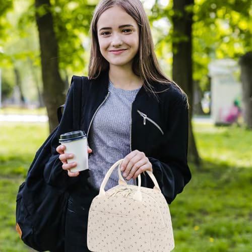 Bluboon Lunch Bag for Women Men Cute Corduroy Lunch Tote Bags Reusable Insulated Lunch Box Large Capacity Reusable Insulated Cooler for Work Picnic or Trave - Image 3
