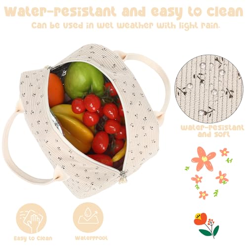 Bluboon Lunch Bag for Women Men Cute Corduroy Lunch Tote Bags Reusable Insulated Lunch Box Large Capacity Reusable Insulated Cooler for Work Picnic or Trave - Image 4