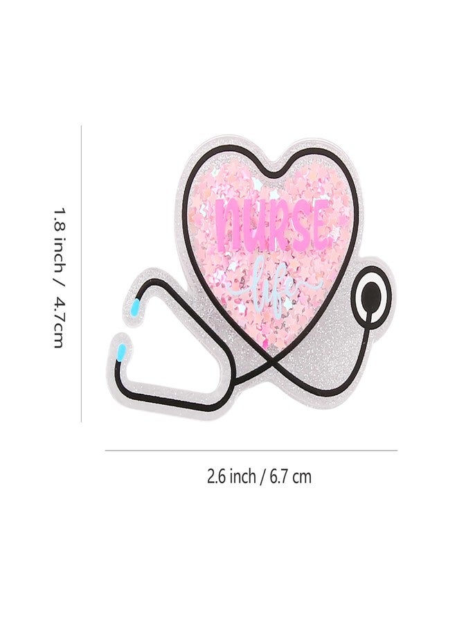 Vagocom Heart Shaped Stethoscope Charm With Sand Flowing for Bogg Bags and Simply Southern Totes,Nurse Theme Inserts Decorative Accessory for Beach Bag - Image 2
