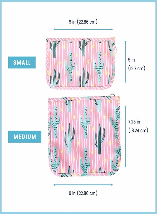 EzPacking Clear Zipper Pouches (Set of 2) / Transparent Reusable PVC Organizers for Women’s Purse or Tote Bag/Cute Slim Flat Japanese Style Watermelon Cactus Pouch for Travel (Cactus) - Image 3