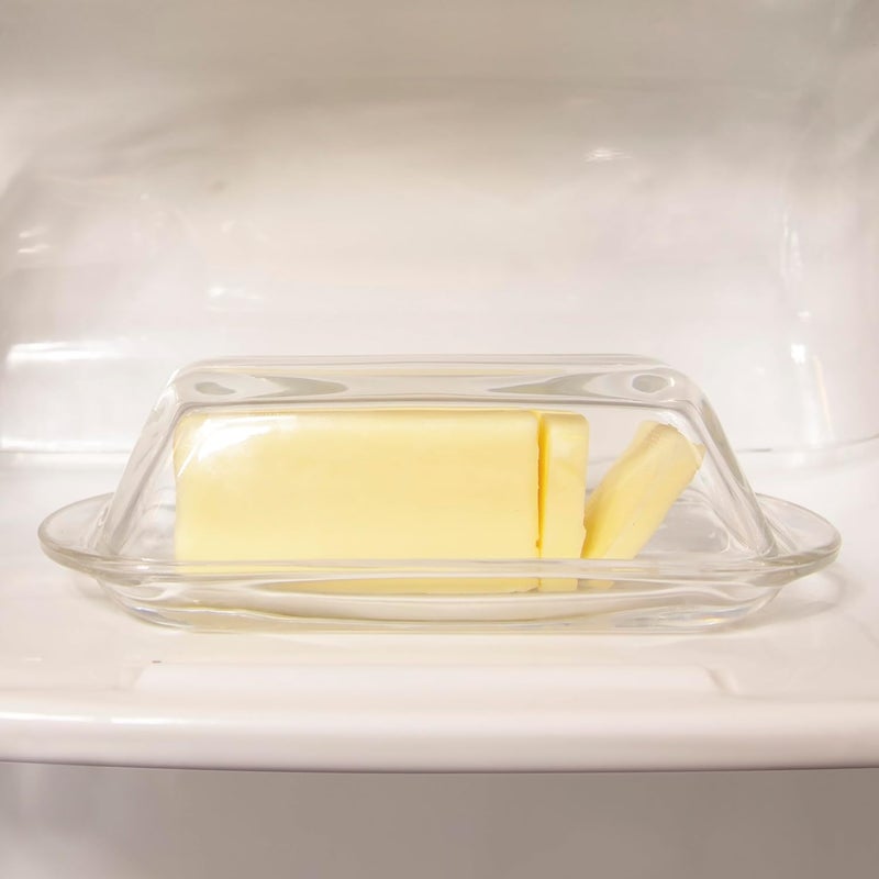 KANGAROO Decorative Clear Glass Butter Dish with Lid for Countertop & Refrigerator - Crystal Covered Butter Tray Storage Container Holder for Counter & Fridge - Best Thanksgiving Butter Dish with Lid - Image 4