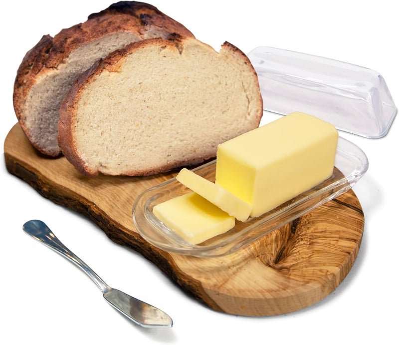 KANGAROO Decorative Clear Glass Butter Dish with Lid for Countertop & Refrigerator - Crystal Covered Butter Tray Storage Container Holder for Counter & Fridge - Best Thanksgiving Butter Dish with Lid - Image 3