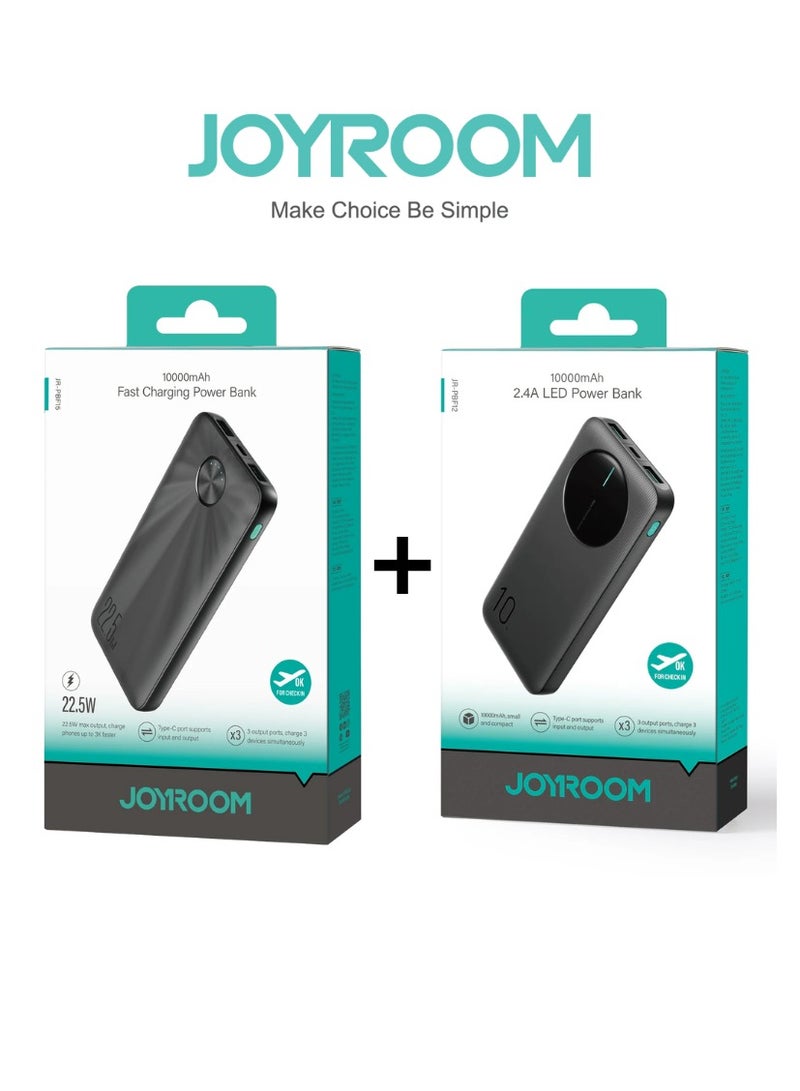 جوي روم مجموعة باور بانك PBF12 10000mAh + PBF15 20000mAh | شحن سريع | مخرج مزدوج | تصميم نحيف ومحمول - Image 1