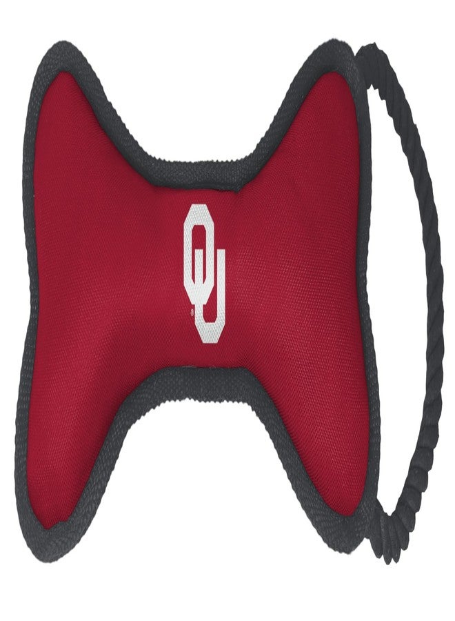 ShopInstaPets Oklahoma Sooners Bone Shaped Dog Toy with Squeaker & Rope - Durable & Fun for Dogs Officially Licensed