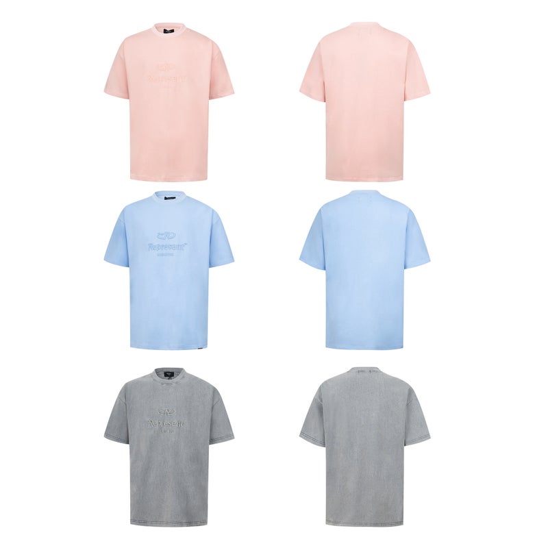 Represent Embroidered Letter Logo Washed Old Loose Dopamine Color Matching Simple Casual Men'S And Women'S T-Shirts - Image 3