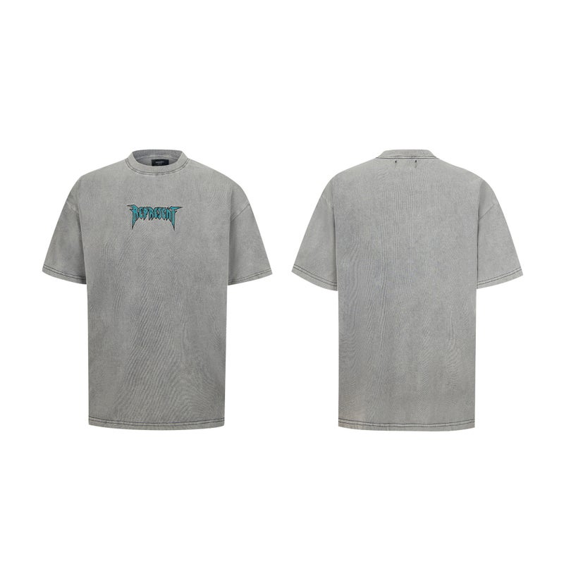 Represent Embroidered Letter Logo Washed Old Loose Dopamine Color Matching Simple Casual Men'S And Women'S T-Shirts - Image 1
