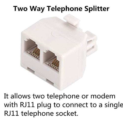 AIMIJIA Telephone Splitters,RJ11 6P4C Duplex Wall Jack Adapter Dual Phone Line Splitter Wall Jack Plug 1 to 2 Modular Converter Adapter for Office Home ADSL DSL Fax Model Cordless Phone (Two Way-3 Pack-D) - Image 2