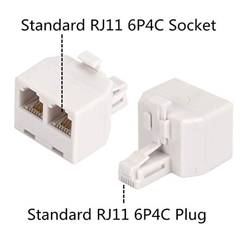 AIMIJIA Telephone Splitters,RJ11 6P4C Duplex Wall Jack Adapter Dual Phone Line Splitter Wall Jack Plug 1 to 2 Modular Converter Adapter for Office Home ADSL DSL Fax Model Cordless Phone (Two Way-3 Pack-D) - Image 3