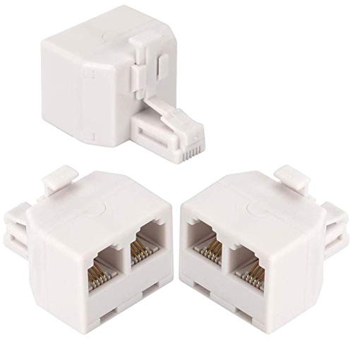 AIMIJIA Telephone Splitters,RJ11 6P4C Duplex Wall Jack Adapter Dual Phone Line Splitter Wall Jack Plug 1 to 2 Modular Converter Adapter for Office Home ADSL DSL Fax Model Cordless Phone (Two Way-3 Pack-D) - Image 1