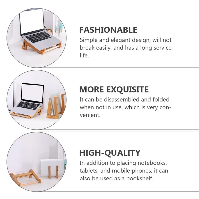 Adjustable Wooden Laptop Stand Foldable Portable with Cooling Vent for 13 to 15.6 Inch - Image 4