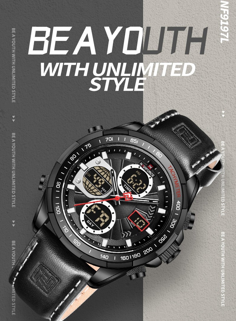 نافيفورس ساعات NAVIFORCE الرجالية الأنيقة، ساعة كرونوغراف رياضية أصلية فاخرة مقاومة للماء، ساعة كوارتز رقمية - Image 4