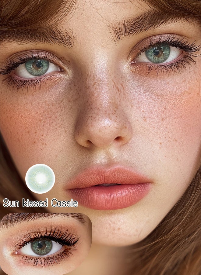 عيون غامضة ميستيك آيز عدسات لاصقة ملونة 6 أشهر، Sun‑kissed “Cassie”  14.00 مم، من مجموعة التكبير (Enlargement Collection)، عدسة تجميلية للاستخدام اليومي بمظهر طبيعي، مع علبة - Image 1