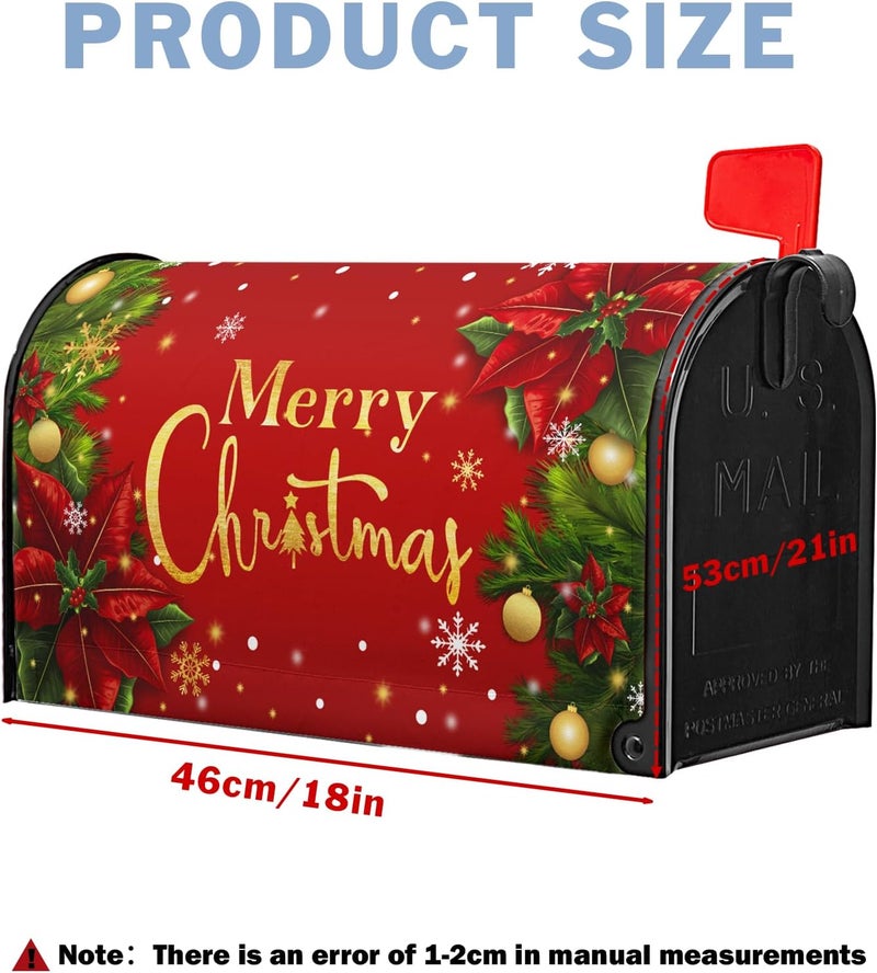 Farg Merry Christm Mailbox Cover Winter Snowflake Xmas Magnetic Mailbox Covers 21" X 18" Bells Mail Box Covers Magnetic Standard Size for Yard Home Decor - Image 4