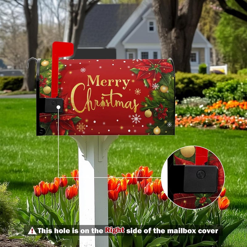 Farg Merry Christm Mailbox Cover Winter Snowflake Xmas Magnetic Mailbox Covers 21" X 18" Bells Mail Box Covers Magnetic Standard Size for Yard Home Decor - Image 3