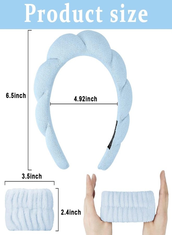 ASOMA Spa Headband Wristband Combo for Women Girls Face Washing (blue, standard) - Image 2