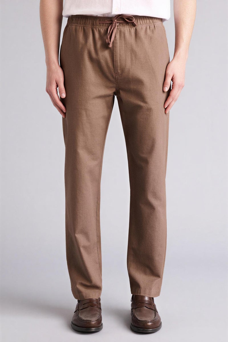 DeFacto Brown Man Regular Fit 100% Cotton Trousers Casual - Image 3