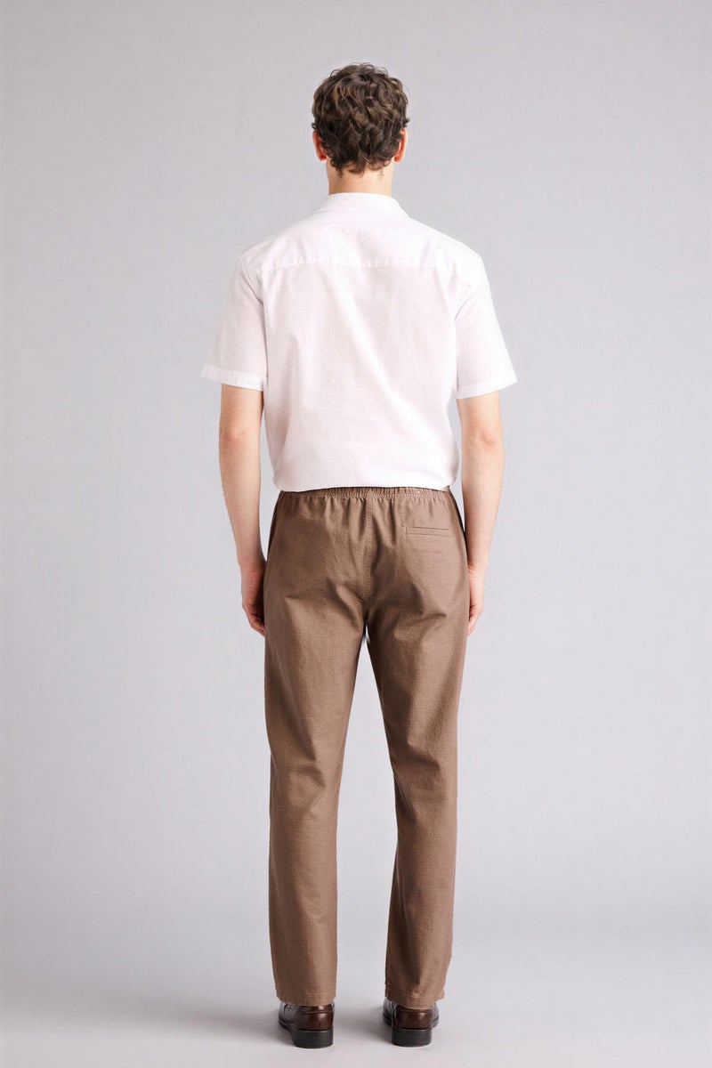 DeFacto Brown Man Regular Fit 100% Cotton Trousers Casual - Image 5