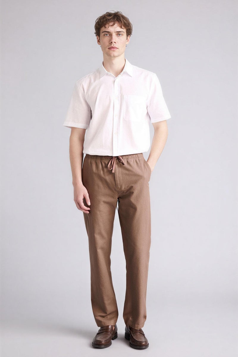 DeFacto Brown Man Regular Fit 100% Cotton Trousers Casual - Image 1