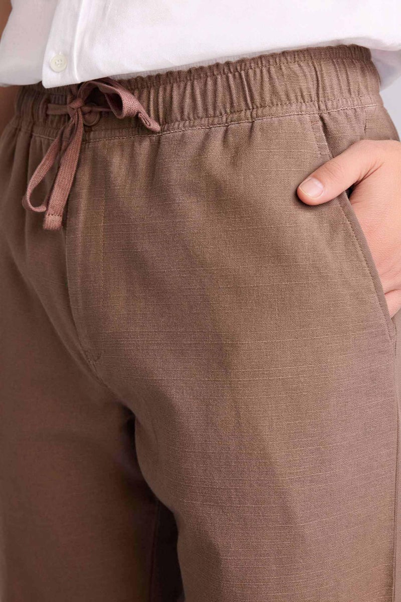 DeFacto Brown Man Regular Fit 100% Cotton Trousers Casual - Image 4
