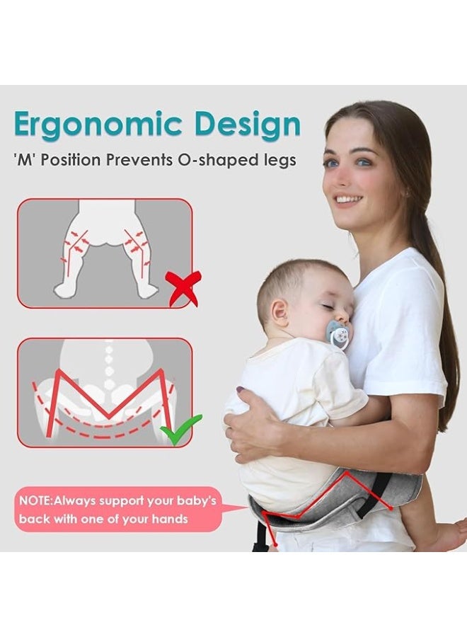 دوكو حمالة أطفال مع حزام دعم الخصر، حمالة أطفال مقاومة للانزلاق، حمل يدوي مريح للأمام، حمالة مقعد الورك للرضع (0-25 كجم) - Image 1
