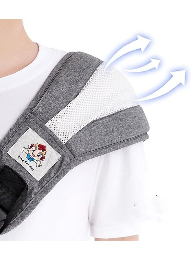 دوكو حمالة أطفال مع حزام دعم الخصر، حمالة أطفال مقاومة للانزلاق، حمل يدوي مريح للأمام، حمالة مقعد الورك للرضع (0-25 كجم) - Image 3