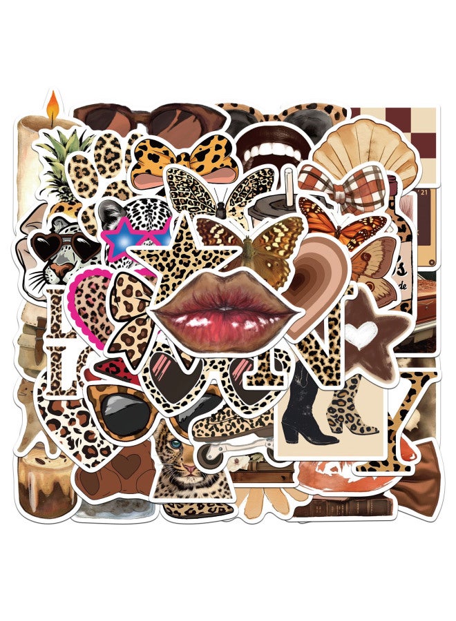 50 Leopard Girl Series Stickers Waterproof Creative Graffiti Water Cup Mobile Phone Skateboard Decoration Stickers