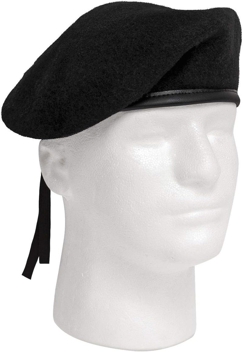 Rothco G.I. Style Wool Beret in Black - Adjustable Fit with Drawstring - Image 3